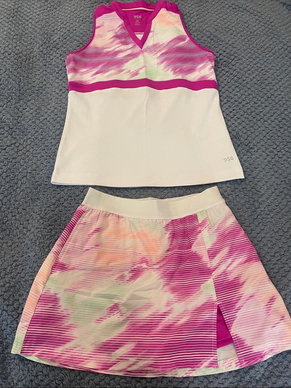 DSG Pink and White Tie-Dye Athletic Tank & Skort Set